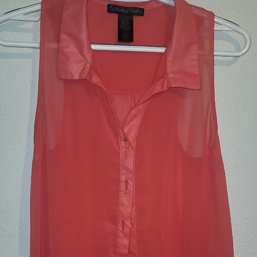 Wishful Park Pink Buttoned Dress Shirt Collar Blouse